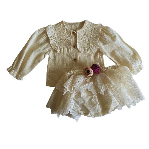 Baby Girl Collar Shirt Skirt Set