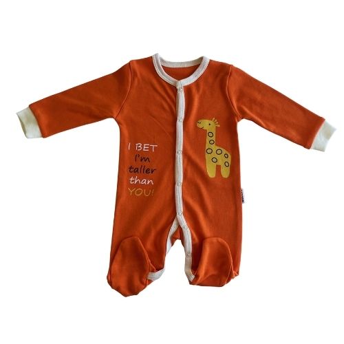 Baby Sleepsuit Long Sleeve Orange Giraffe