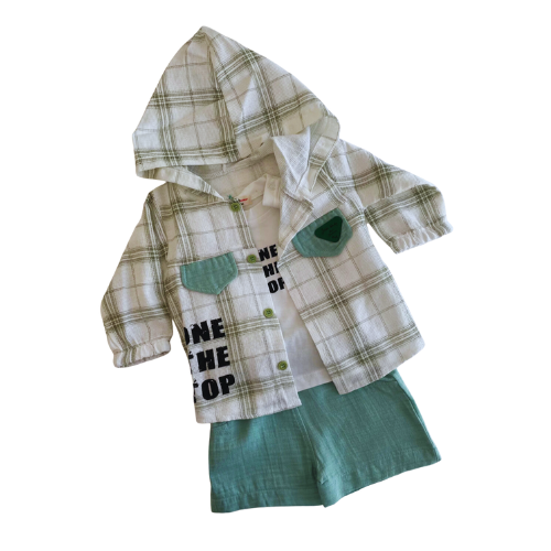 Baby Plaid Sweat Set Green