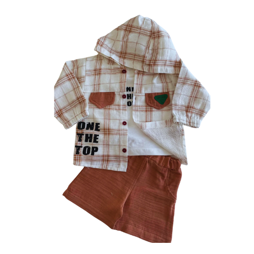 Baby Plaid Sweat Set Brown