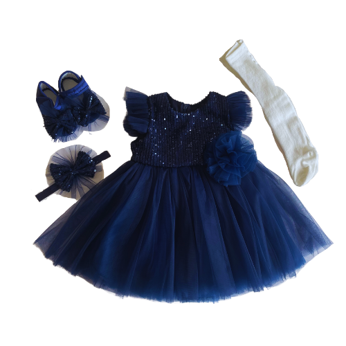 Baby Girl Dark Blue Tutu Dress Set