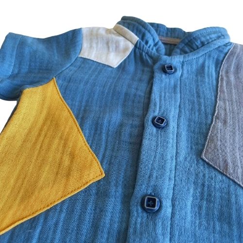 Four-color Split Button Rompers