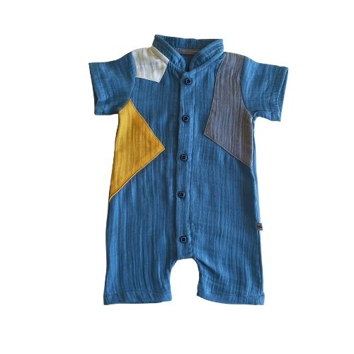 Four-color Split Button Rompers