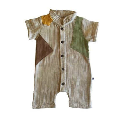 Four-color Split Button Rompers