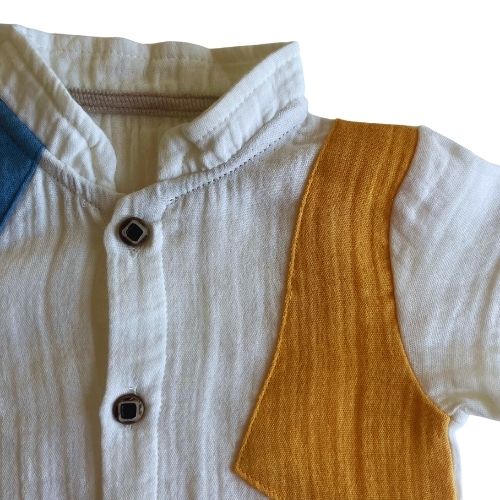 Four-color Split Button Rompers