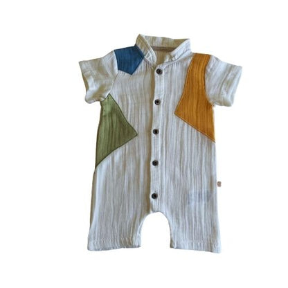 Four-color Split Button Rompers